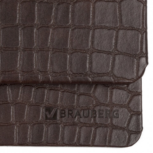 Планинг настольный недатированный (305x140 мм) BRAUBERG Alligator, кожзам, 60 л., темно-коричневый, 25880, 125880