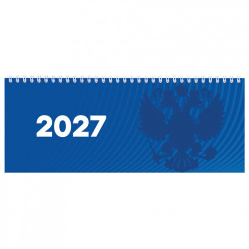 Планинг датированный 2027 285х112мм, STAFF, гребень, картонная обложка, 64 листа, Символика РФ, 117853