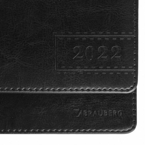 Планинг датированный 2022 305х140 мм BRAUBERG Imperial, под кожу, черный, 112721