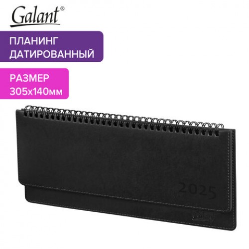 Планинг датированный 2025 305x140 мм GALANT Ritter, под кожу, черный, 115707