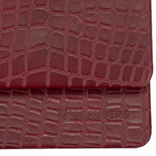 Планинг настольный недатированный (305х140 мм) BRAUBERG Alligator, кожзам, 60 л., бордовый, 126194