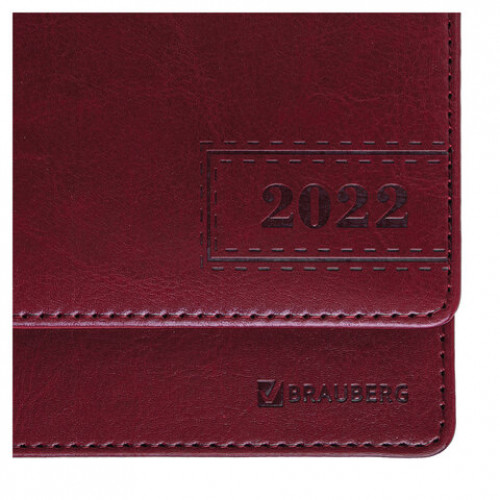 Планинг датированный 2022 305х140 мм BRAUBERG Imperial, под кожу, бордовый, 112719