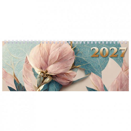 Планинг датированный 2027 285х112мм, STAFF, гребень, картонная обложка, 64 листа, Нежность, 118707