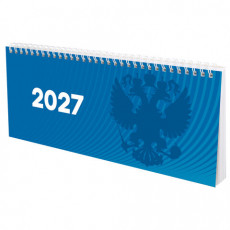 Планинг датированный 2027 285х112 мм, STAFF, гребень, картонная обложка, 64 листа, Символика РФ, 117853