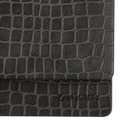 Планинг настольный недатированный (305х140 мм) BRAUBERG Alligator, кожзам, 60 л., черный, 125881