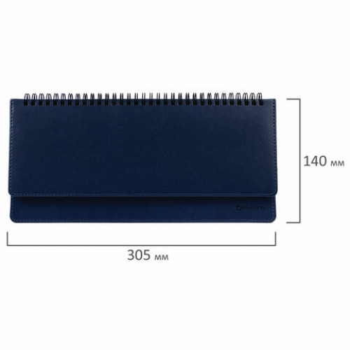 Планинг настольный недатированный (305x140 мм) BRAUBERG Imperial, кожзам, 60 л., синий, 11169, 111694