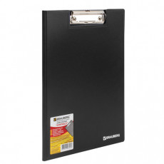 Папка-планшет BRAUBERG Contract, А4 (315х230 мм), с прижимом и крышкой, пластиковая, черная, сверхпрочная, 1,5 мм, 223489