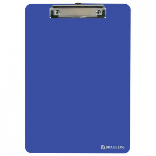 Доска-планшет BRAUBERG SOLID сверхпрочная с прижимом А4 (315х225 мм), пластик, 2 мм, СИНЯЯ, 226823
