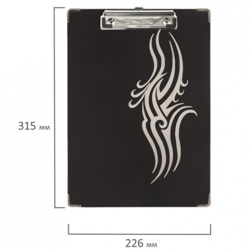 Доска-планшет BRAUBERG Black Jack с прижимом А4 (226х315 мм), картон/ламинированная бумага, ЧЕРНАЯ, 232236