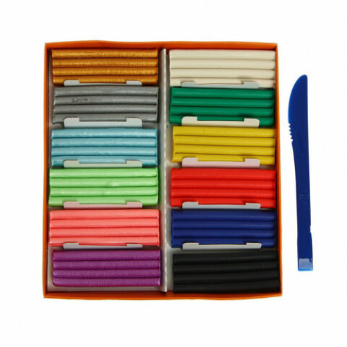 Пластилин классический ГАММА Оранжевое солнце, 12 цветов, 6 классических + 6 перламутровых, 156 г, стек, 130520203