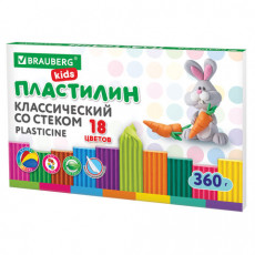 Пластилин классический BRAUBERG KIDS, 18 цветов, 360 г, со стеком, 106510 Пластилин классический BRAUBERG KIDS, 18 цветов, 360 г, со стеком, 106510