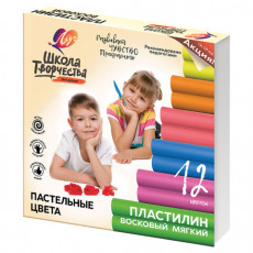 Пластилин восковой пастельный ЛУЧ Школа творчества, 12 цветов, 180 г, картонная упаковка, 29С 1771-08 Пластилин восковой пастельный ЛУЧ Школа творчества, 12 цветов, 180 г, картонная упаковка, 29С 1771-08