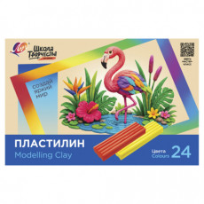 Пластилин классический ЛУЧ Школа творчества, 24 цвета, 480 г, стек, картонная упаковка, 36С 2436-08