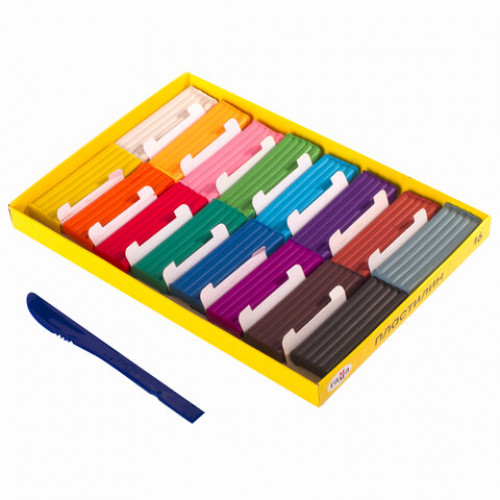 Пластилин ГАММА Юный художник NEW, 16 цветов, 224 г, со стеком, 280046