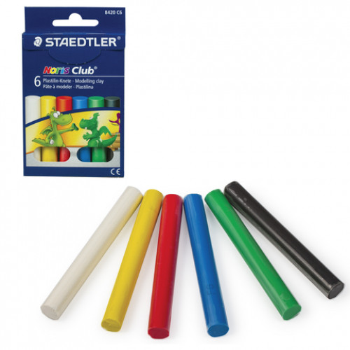 Пластилин классический STAEDTLER (Германия) Noris Club, 6 цветов, 126 г, картонная упаковка, 8420 C6