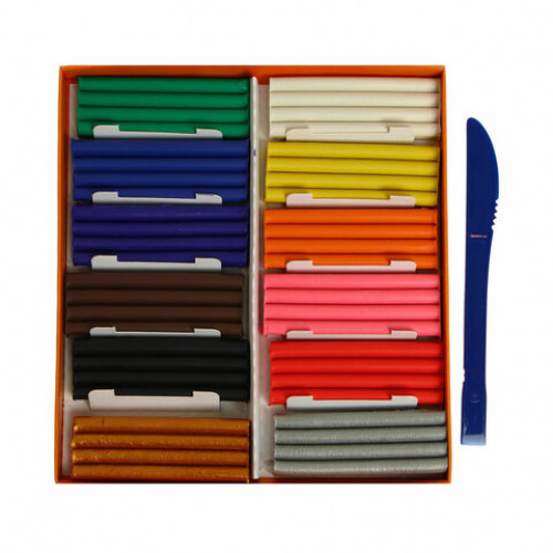 Пластилин классический ГАММА Оранжевое солнце, 12 цветов, 10 классических + 1 золотой + 1 серебряный, 172 г, стек, 130520206