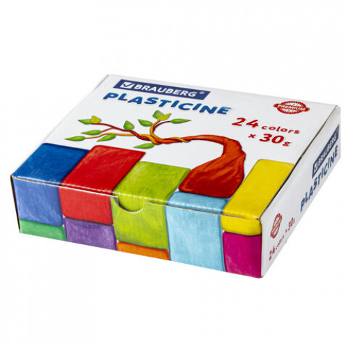 Пластилин классический BRAUBERG PREMIUM, 24 цвета, 720 г, ВЫСШЕЕ КАЧЕСТВО, 105869