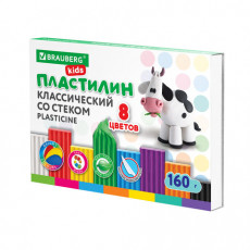 Пластилин классический BRAUBERG KIDS, 8 цветов, 160 г, со стеком, 106501 Пластилин классический BRAUBERG KIDS, 8 цветов, 160 г, со стеком, 106501