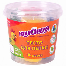 Пластилин на растительной основе (тесто для лепки) ЮНЛАНДИЯ, 4 цвета, 240 г, пластиковый стакан, 105505 Пластилин на растительной основе (тесто для лепки) ЮНЛАНДИЯ, 4 цвета, 240 г, пластиковый стакан, 105505