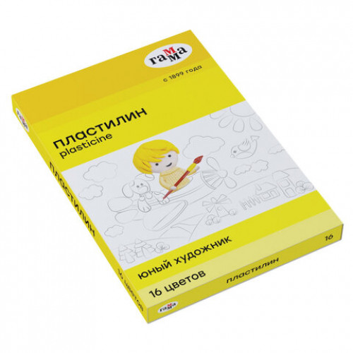 Пластилин ГАММА Юный художник NEW, 16 цветов, 224 г, со стеком, 280046