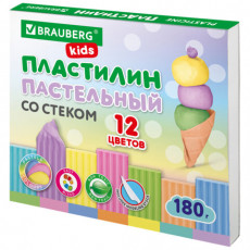 Пластилин классический пастельные цвета BRAUBERG KIDS, 12 цветов, 180 г, стек, 106681 Пластилин классический пастельные цвета BRAUBERG KIDS, 12 цветов, 180 г, стек, 106681