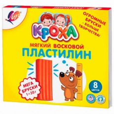 Пластилин мягкий в больших брусках ЛУЧ Кроха, 8 цветов, 240 г, со стеком, 29С 1774-0, 29С 1774-08