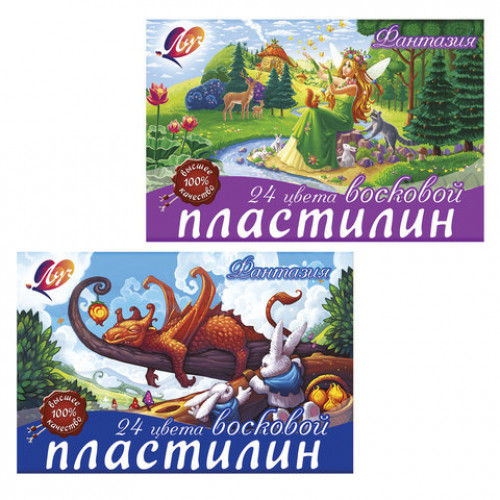 Пластилин восковой ЛУЧ Фантазия, 24 цвета, 360 г, со стеком, картонная упаковка, 25С1525-08
