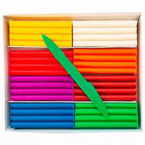 Пластилин мягкий в больших брусках ЛУЧ Кроха, 8 цветов, 240 г, со стеком, 29С 1774-0, 29С 1774-08