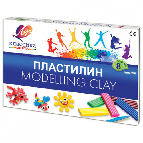 Пластилин классический ЛУЧ Классика, 8 цветов, 160 г, со стеком, картонная упаковка, 12С 867-08