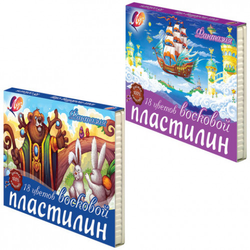 Пластилин восковой ЛУЧ Фантазия, 18 цветов, 270 г, со стеком, картонная упаковка, 25С1524-08