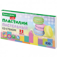 Пластилин классический пастельные цвета BRAUBERG KIDS, 22 цвета, 330 грамм, стек, 106682 Пластилин классический пастельные цвета BRAUBERG KIDS, 22 цвета, 330 грамм, стек, 106682
