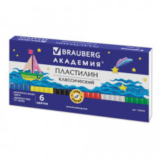 Пластилин классический BRAUBERG АКАДЕМИЯ, 6 цветов, 120 г, со стеком, картонная упаковка, 103253 Пластилин классический BRAUBERG АКАДЕМИЯ, 6 цветов, 120 г, со стеком, картонная упаковка, 103253