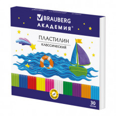 Пластилин классический BRAUBERG АКАДЕМИЯ, 30 цветов, 600 г, со стеком, ВЫСШЕЕ КАЧЕСТВО, 105900