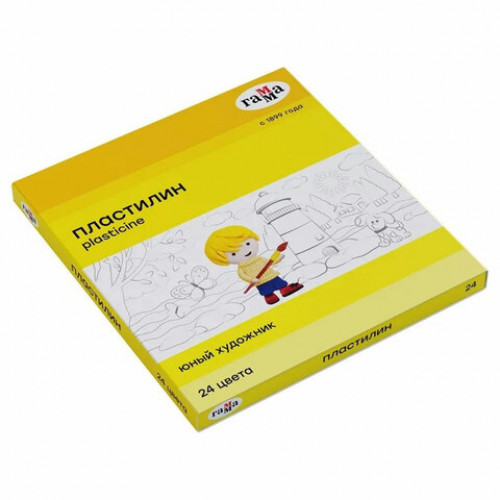 Пластилин ГАММА Юный художник NEW, 24 цвета, 336 г, со стеком, 170820201