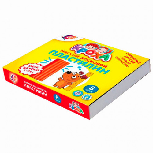 Пластилин мягкий в больших брусках ЛУЧ Кроха, 8 цветов, 240 г, со стеком, 29С 1774-0, 29С 1774-08