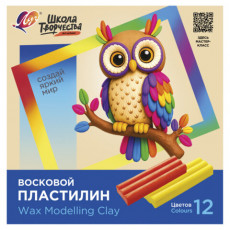 Пластилин мягкий восковой ЛУЧ Школа творчества, 12 цветов, 180 г, стек, картонная упаковка, 36С 2441-08