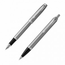 Набор PARKER IM Stainless Steel CT: шариковая ручка синяя и перьевая ручка синяя, 2183058