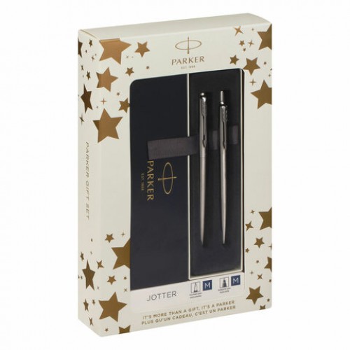 Набор PARKER Jotter Stainless Steel GT: шариковая ручка синяя и перьевая ручка синяя, 2093258