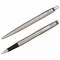 Набор PARKER Jotter Stainless Steel GT: шариковая ручка синяя и перьевая ручка синяя, 2093258