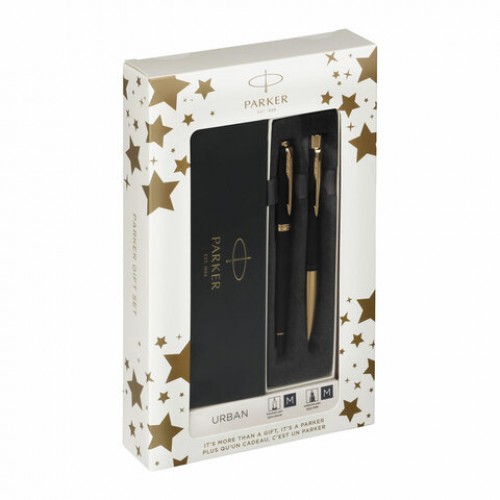 Набор PARKER Urban Black GT: шариковая ручка синяя и перьевая ручка синяя, 2093381