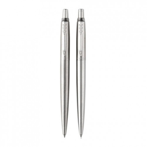 Набор PARKER Jotter Stainless Steel CT: шариковая ручка синяя и механический карандаш, 2093256