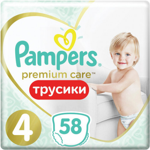 Подгузники, 58 шт., PAMPERS (Памперс) Premium Care, размер 4 (9-15 кг), 1210808