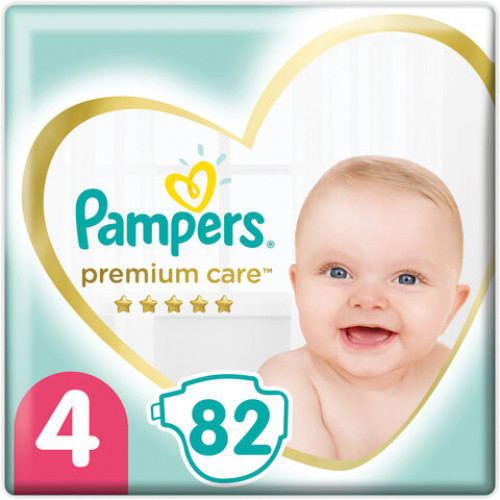 Подгузники 82 шт. PAMPERS (Памперс) Premium Care, размер 4 (9-14 кг), 1210801