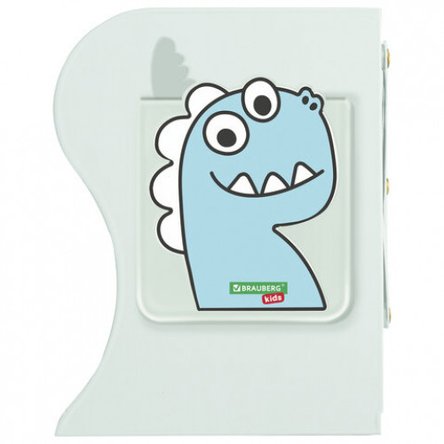 Подставка-держатель для книг и учебников BRAUBERG KIDS Dino, с органайзером, раздвижная, металлическая, 238067