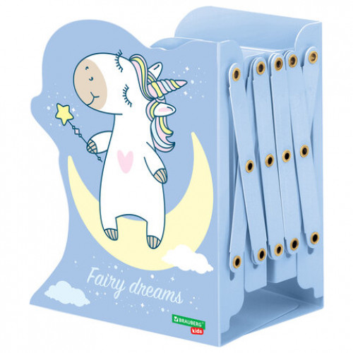 Подставка-держатель для книг и учебников фигурная BRAUBERG KIDS Unicorn раздвижная, металлическая, 238069