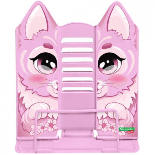 Подставка для книг и учебников фигурная BRAUBERG KIDS Kitty, регулируемый угол наклона, металл, 238059
