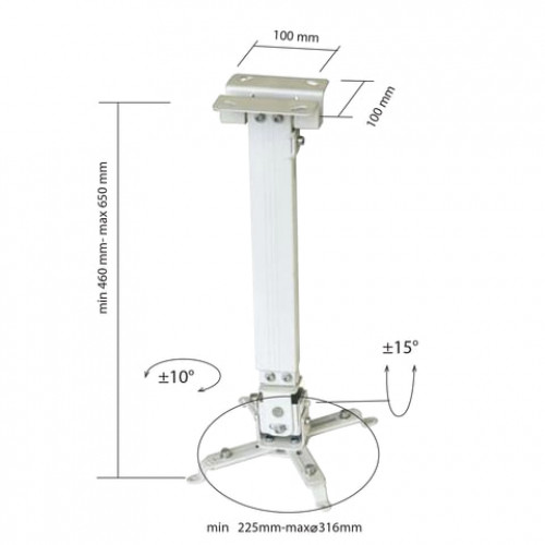 Кронштейн для проектора потолочный CLASSIC SOLUTION CS-PRS-2, 3 степени свободы, высота 43-65 см, 20 кг, белый