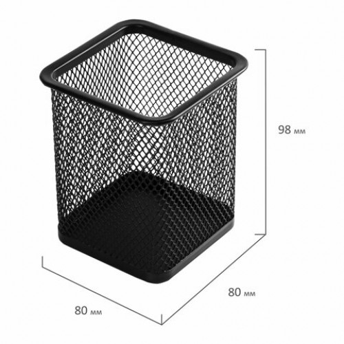 Подставка-органайзер BRAUBERG Germanium, металлическая, квадратное основание, 98х80х80 мм, черная, 231938