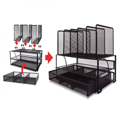 Органайзер многосекционный металлический BRAUBERG Germanium, 335х228х335 мм, черный, 272474