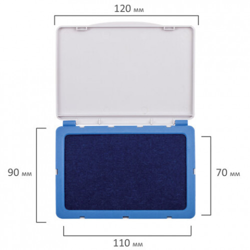 Штемпельная подушка BRAUBERG, 120х90 мм (рабочая поверхность 110х70 мм), синяя краска, 236866